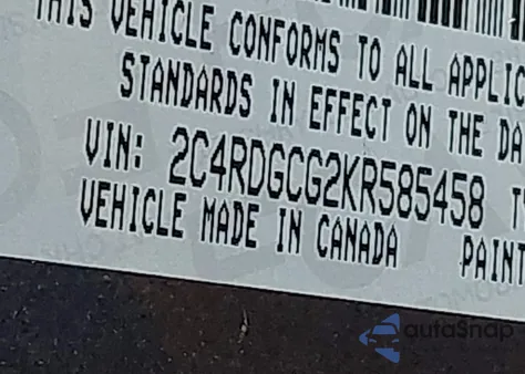 2019 Dodge Grand Caravan Sxt z USA, uszkodzony, nr VIN 2C4RDGCG2KR585458